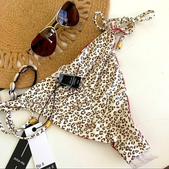 𝅺DOLCE Vita Tie side Cheeky Bikini bottom MEDIUM boho bohemian Reversible NWT - Picture 6 of 11